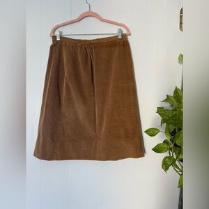 Vintage Handmade Corduroy Ribbed Tan Brown Beige Western Peasant Pleated Skirt